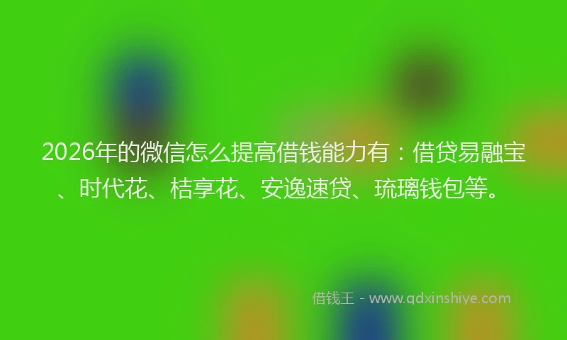 2026年的微信怎么提高借钱能力有：借贷易融宝、时代花、桔享花、安逸速贷、琉璃钱包等。