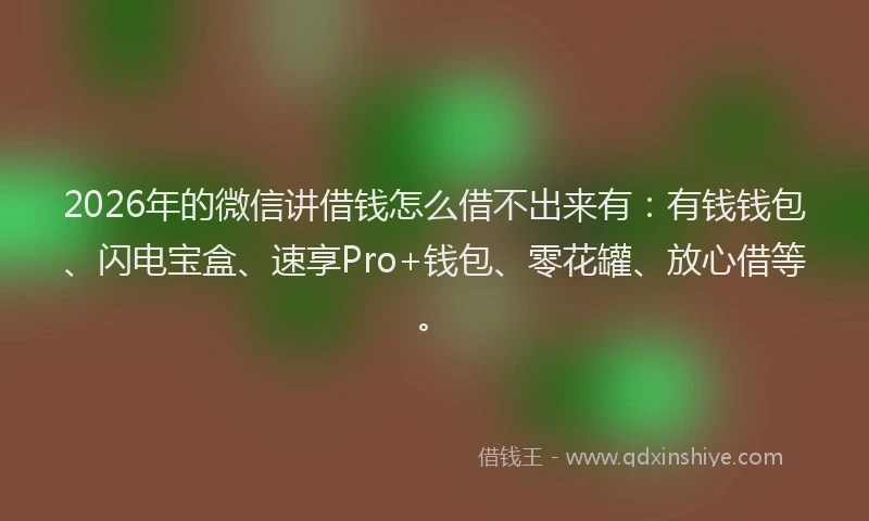 2026年的微信讲借钱怎么借不出来有：有钱钱包、闪电宝盒、速享Pro+钱包、零花罐、放心借等。