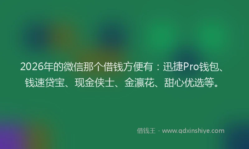 2026年的微信那个借钱方便有：迅捷Pro钱包、钱速贷宝、现金侠士、金瀛花、甜心优选等。