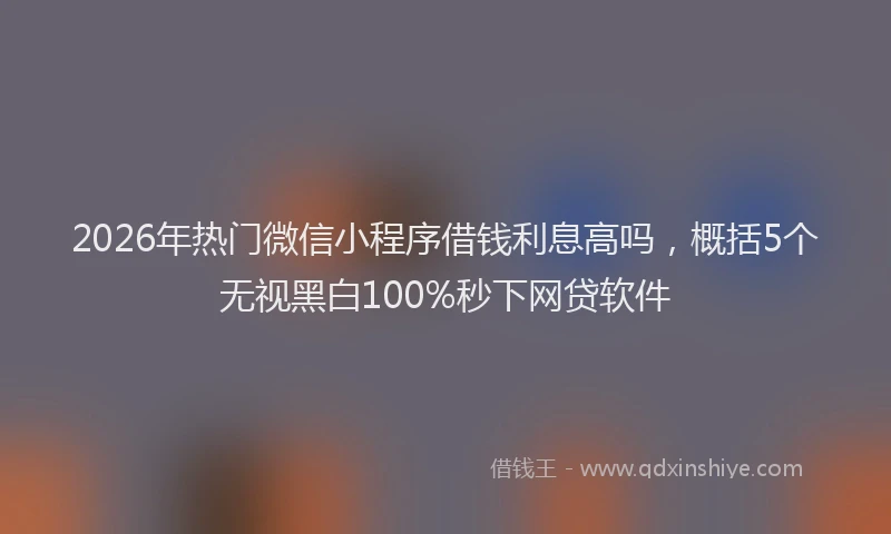 2026年热门微信小程序借钱利息高吗，概括5个无视黑白100%秒下网贷软件