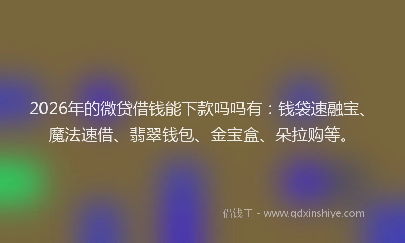 2026年的微贷借钱能下款吗吗有:钱袋速融宝、魔法速借、翡翠钱包、金宝盒、朵拉购等。