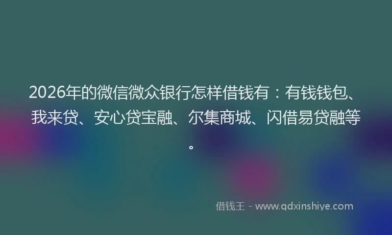 2026年的微信微众银行怎样借钱有：有钱钱包、我来贷、安心贷宝融、尔集商城、闪借易贷融等。
