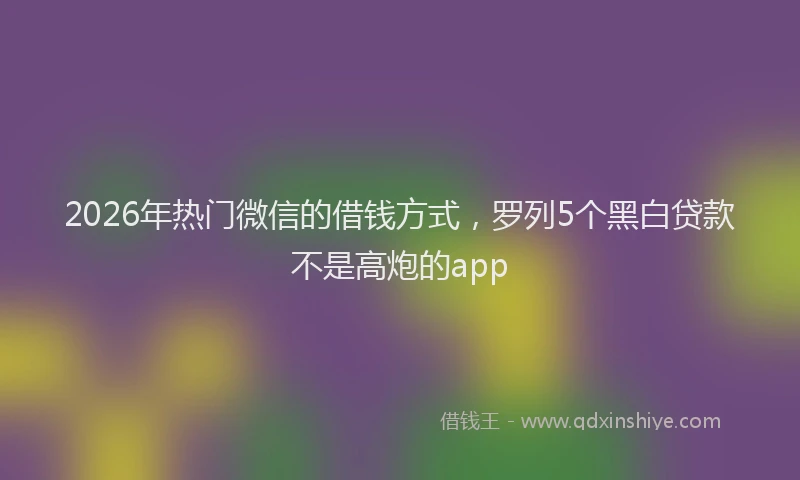 2026年热门微信的借钱方式，罗列5个黑白贷款不是高炮的app