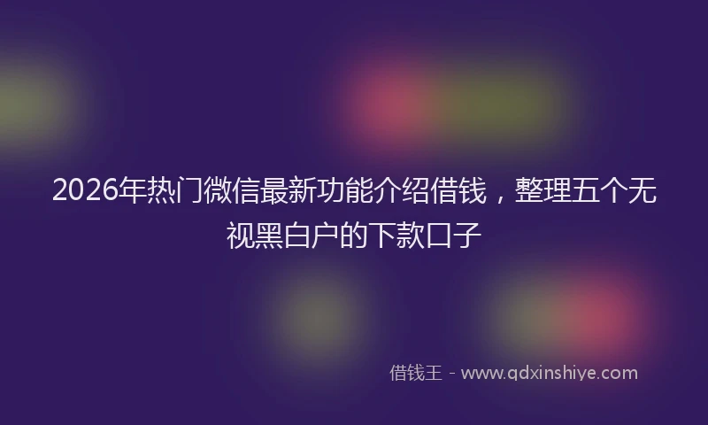 2026年热门微信最新功能介绍借钱，整理五个无视黑白户的下款口子