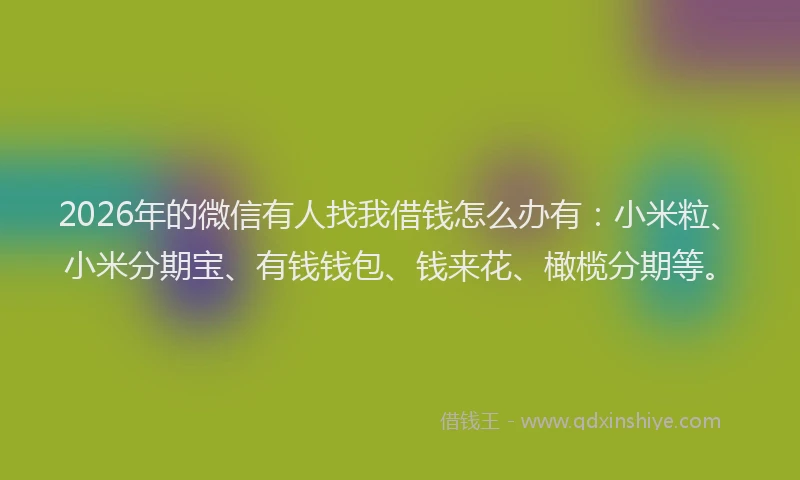 2026年的微信有人找我借钱怎么办有：小米粒、小米分期宝、有钱钱包、钱来花、橄榄分期等。