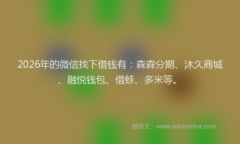 2026年的微信找下借钱有：森森分期、沐久商城、融悦钱包、借蛙、多米等。