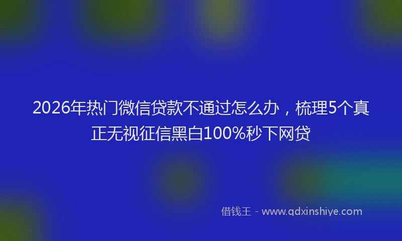 2026年热门微信贷款不通过怎么办，梳理5个真正无视征信黑白100%秒下网贷