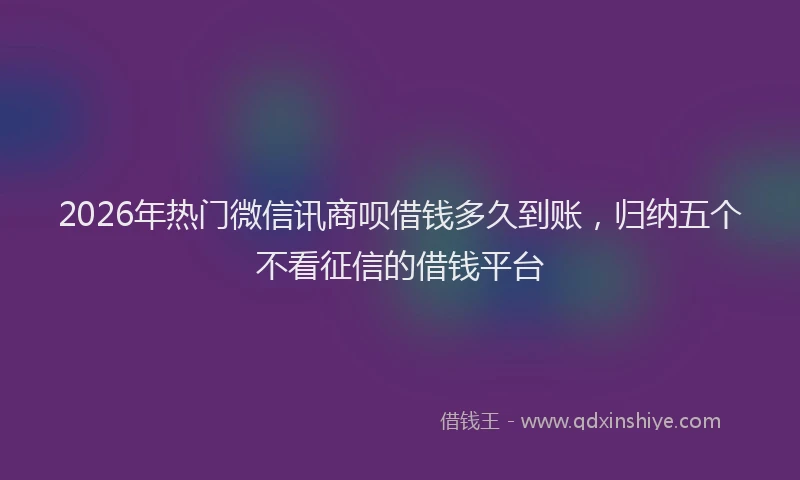 2026年热门微信讯商呗借钱多久到账，归纳五个不看征信的借钱平台