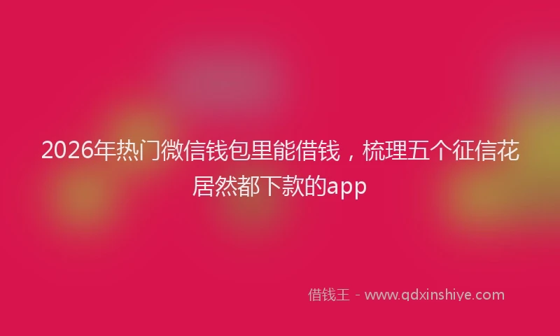 2026年热门微信钱包里能借钱，梳理五个征信花居然都下款的app