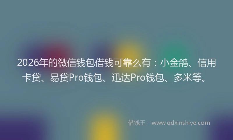 2026年的微信钱包借钱可靠么有：小金鸽、信用卡贷、易贷Pro钱包、迅达Pro钱包、多米等。