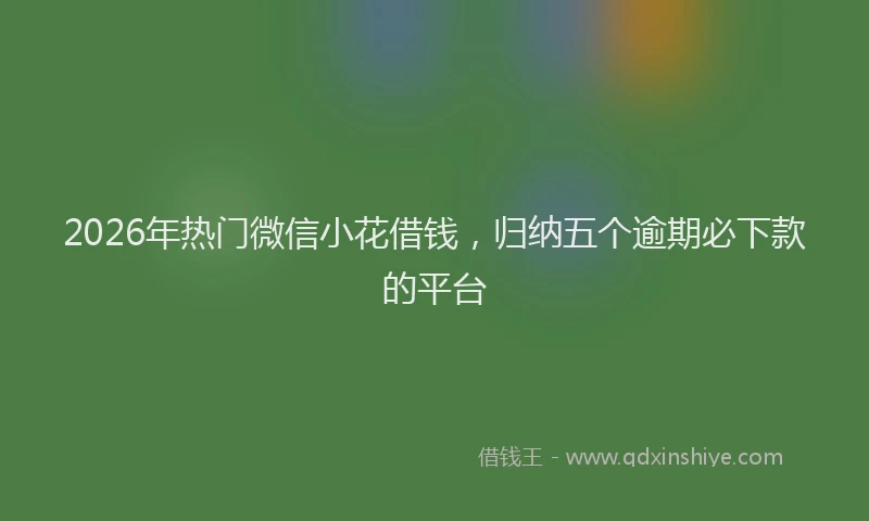 2026年热门微信小花借钱，归纳五个逾期必下款的平台