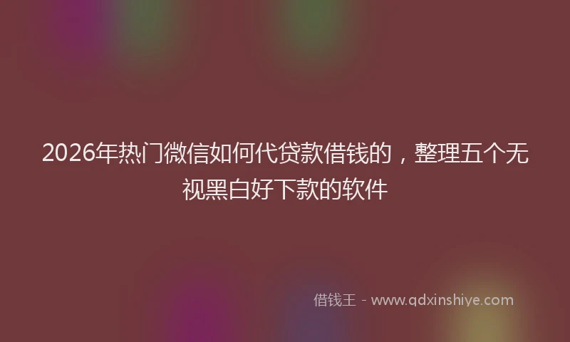 2026年热门微信如何代贷款借钱的，整理五个无视黑白好下款的软件