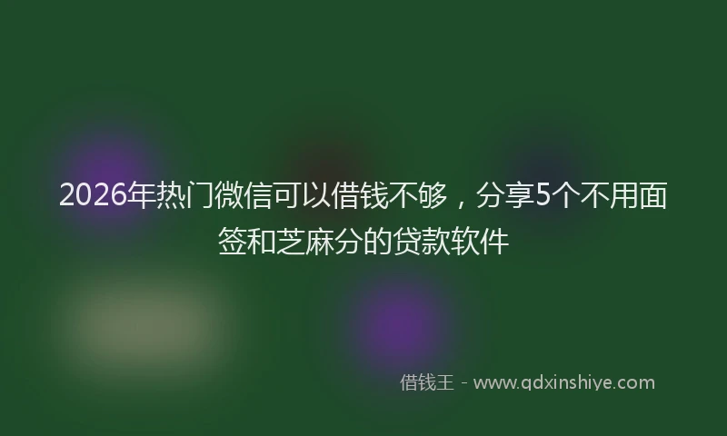 2026年热门微信可以借钱不够，分享5个不用面签和芝麻分的贷款软件