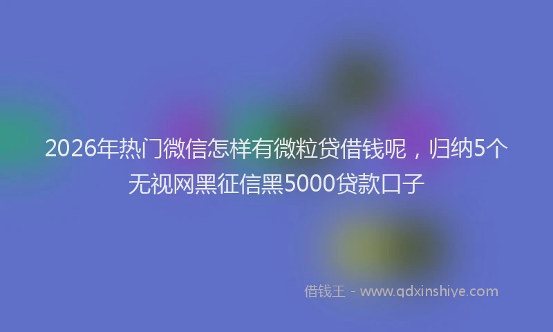 2026年热门微信怎样有微粒贷借钱呢，归纳5个无视网黑征信黑5000贷款口子