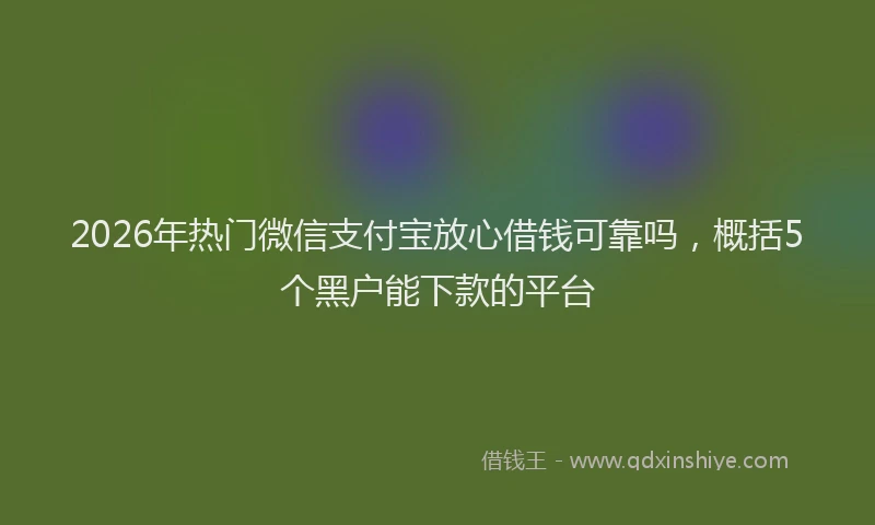 2026年热门微信支付宝放心借钱可靠吗，概括5个黑户能下款的平台