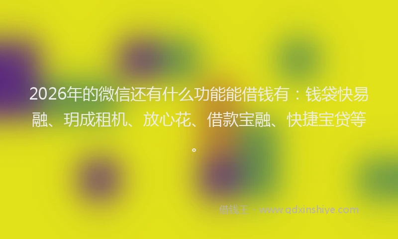 2026年的微信还有什么功能能借钱有：钱袋快易融、玥成租机、放心花、借款宝融、快捷宝贷等。