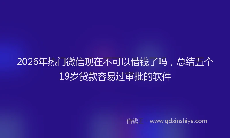 2026年热门微信现在不可以借钱了吗，总结五个19岁贷款容易过审批的软件
