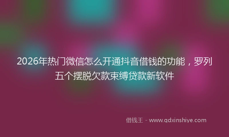 2026年热门微信怎么开通抖音借钱的功能，罗列五个摆脱欠款束缚贷款新软件