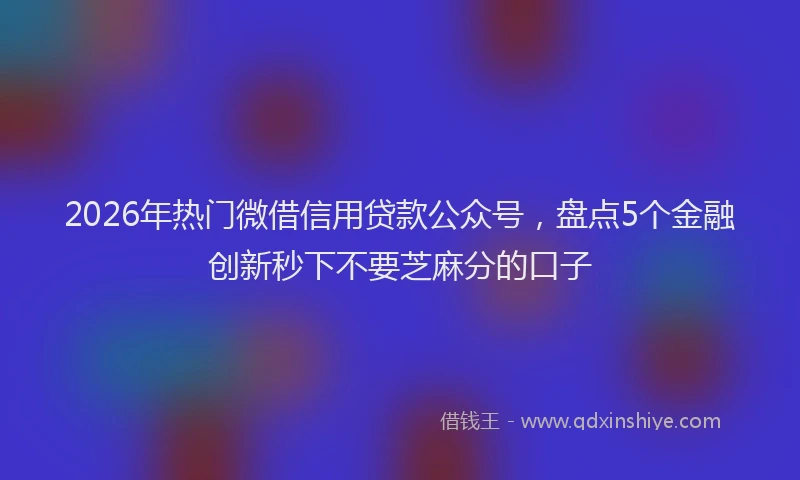 2026年热门微借信用贷款公众号，盘点5个金融创新秒下不要芝麻分的口子