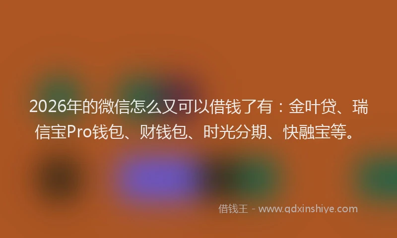2026年的微信怎么又可以借钱了有：金叶贷、瑞信宝Pro钱包、财钱包、时光分期、快融宝等。