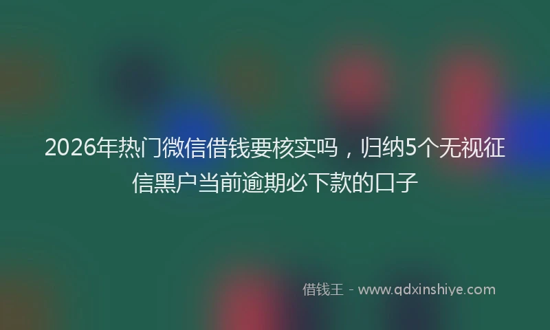 2026年热门微信借钱要核实吗，归纳5个无视征信黑户当前逾期必下款的口子