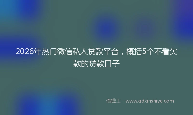 2026年热门微信私人贷款平台，概括5个不看欠款的贷款口子