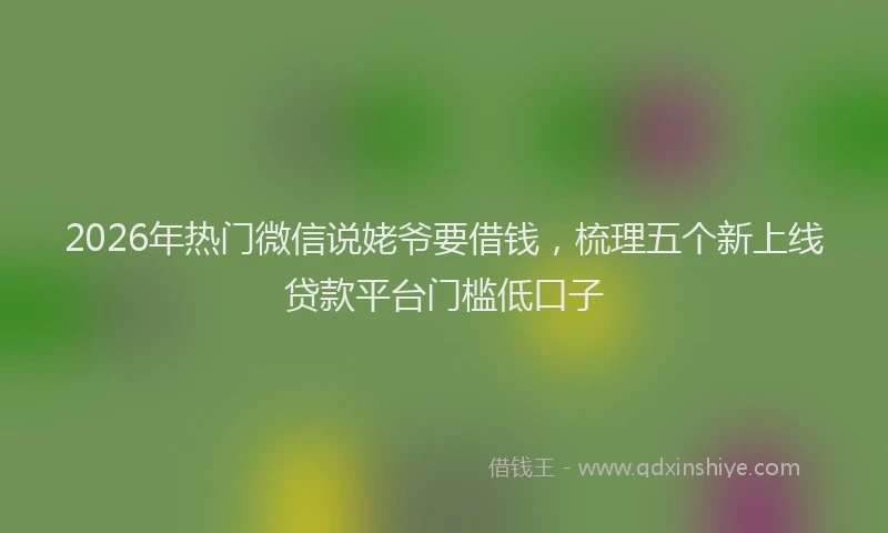 2026年热门微信说姥爷要借钱，梳理五个新上线贷款平台门槛低口子