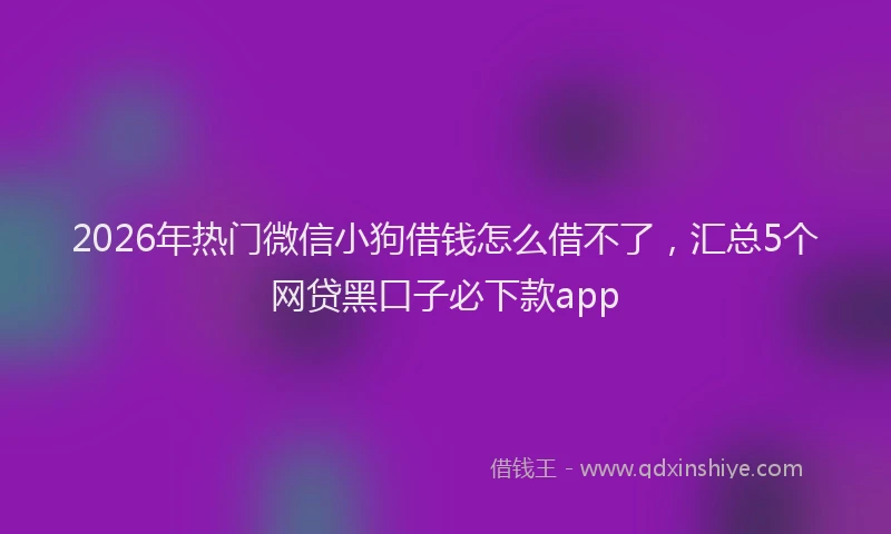 2026年热门微信小狗借钱怎么借不了,汇总5个网贷黑口子必下款app