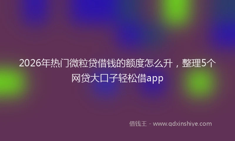 2026年热门微粒贷借钱的额度怎么升，整理5个网贷大口子轻松借app