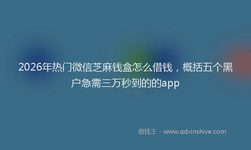 2026年热门微信芝麻钱盒怎么借钱，概括五个黑户急需三万秒到的的app