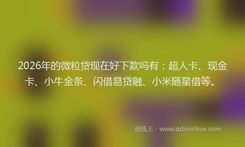 2026年的微粒贷现在好下款吗有：超人卡、现金卡、小牛金条、闪借易贷融、小米随星借等。