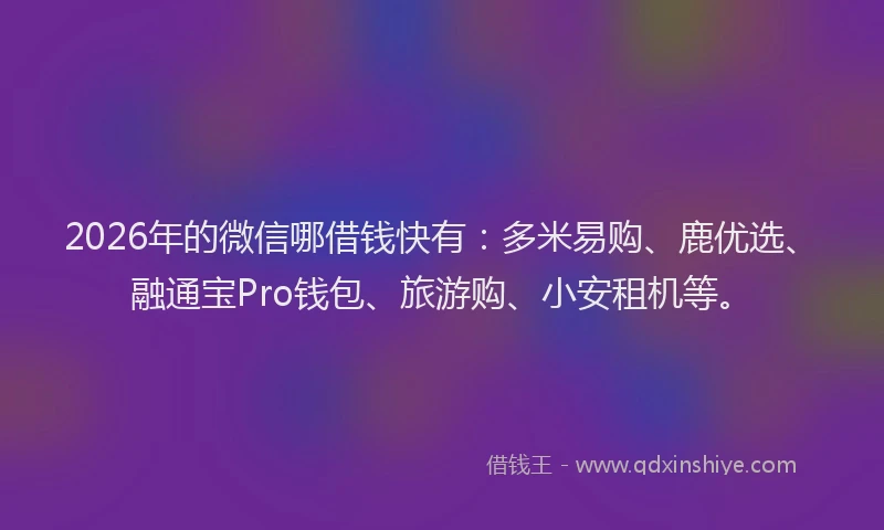 2026年的微信哪借钱快有：多米易购、鹿优选、融通宝Pro钱包、旅游购、小安租机等。