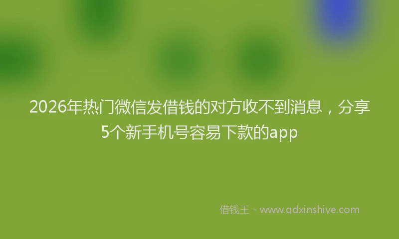 2026年热门微信发借钱的对方收不到消息，分享5个新手机号容易下款的app