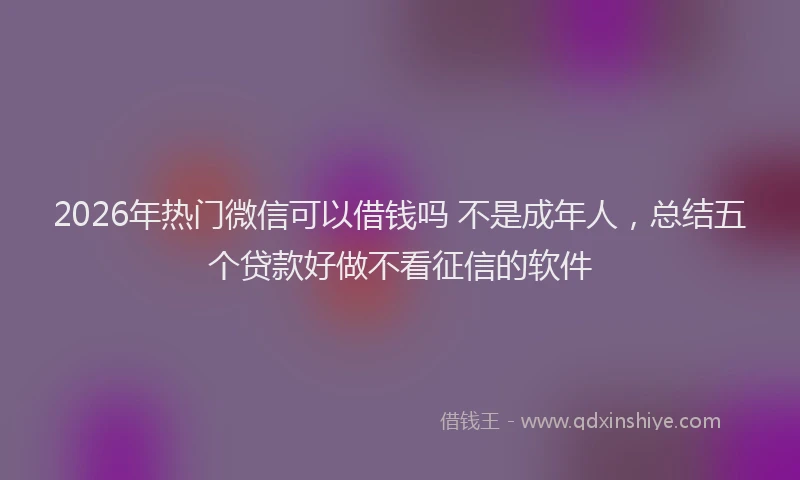 2026年热门微信可以借钱吗 不是成年人，总结五个贷款好做不看征信的软件