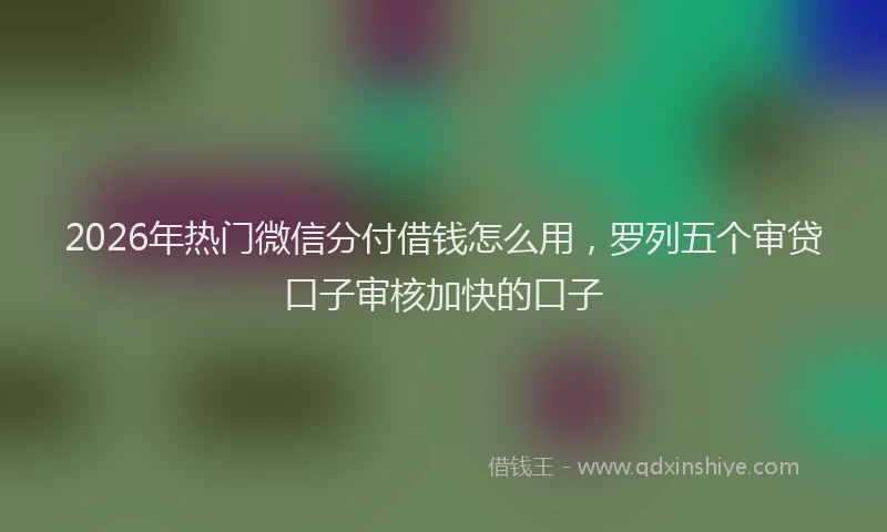 2026年热门微信分付借钱怎么用，罗列五个审贷口子审核加快的口子