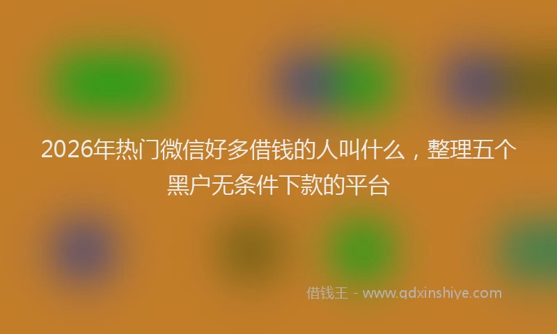 2026年热门微信好多借钱的人叫什么，整理五个黑户无条件下款的平台