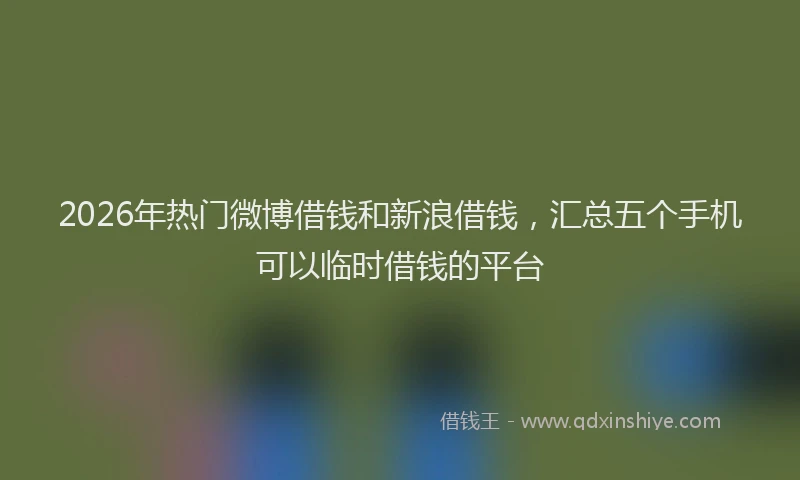 2026年热门微博借钱和新浪借钱,汇总五个手机可以临时借钱的平台