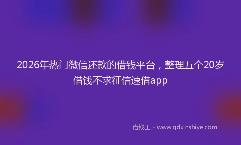 2026年热门微信还款的借钱平台，整理五个20岁借钱不求征信速借app