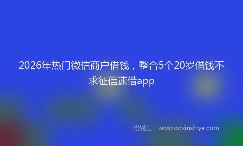 2026年热门微信商户借钱，整合5个20岁借钱不求征信速借app