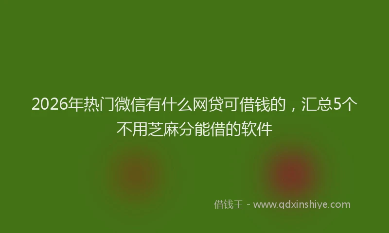 2026年热门微信有什么网贷可借钱的，汇总5个不用芝麻分能借的软件