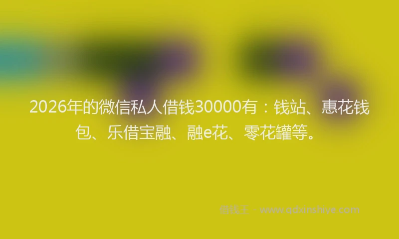 2026年的微信私人借钱30000有:钱站、惠花钱包、乐借宝融、融e花、零花罐等。