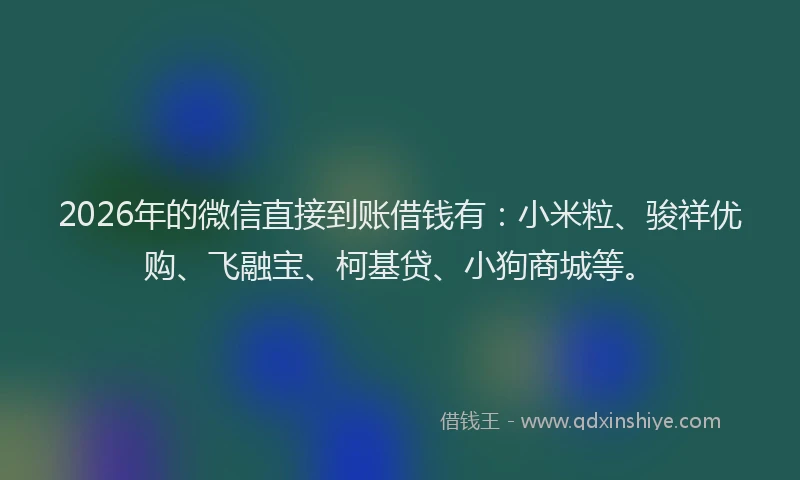 2026年的微信直接到账借钱有：小米粒、骏祥优购、飞融宝、柯基贷、小狗商城等。