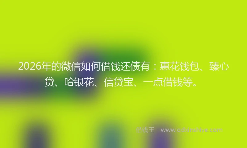 2026年的微信如何借钱还债有：惠花钱包、臻心贷、哈银花、信贷宝、一点借钱等。