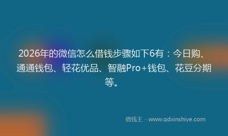 2026年的微信怎么借钱步骤如下6有：今日购、通通钱包、轻花优品、智融Pro+钱包、花豆分期等。