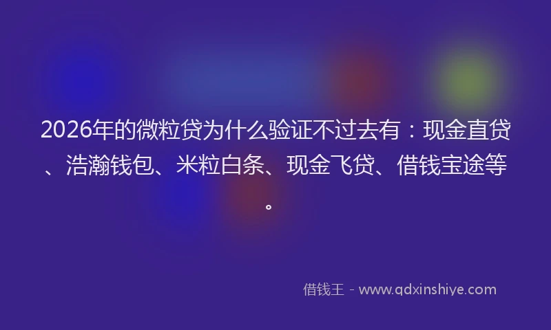 2026年的微粒贷为什么验证不过去有：现金直贷、浩瀚钱包、米粒白条、现金飞贷、借钱宝途等。