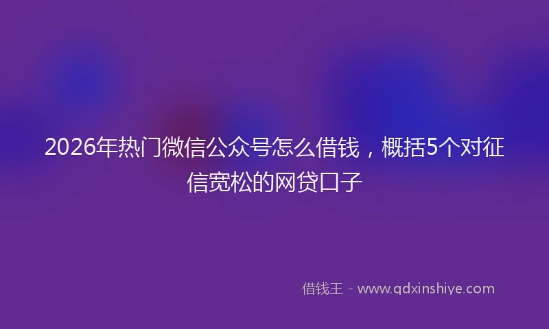 2026年热门微信公众号怎么借钱，概括5个对征信宽松的网贷口子