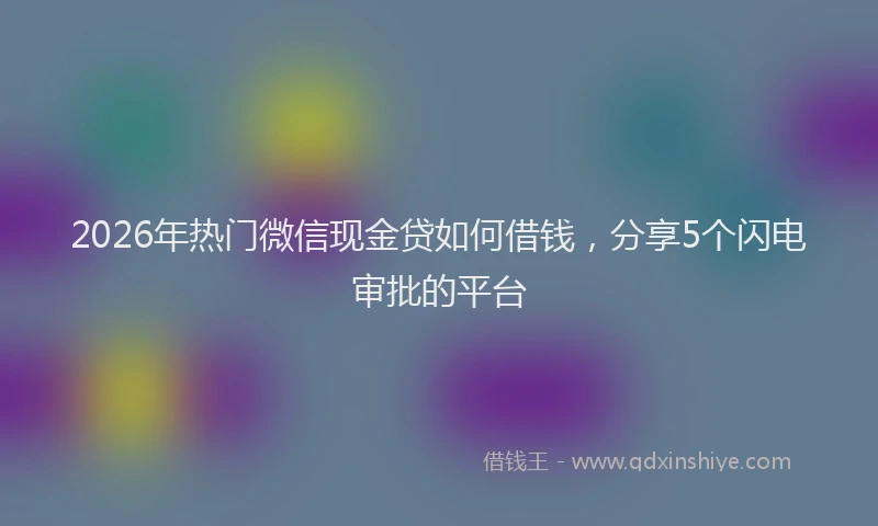 2026年热门微信现金贷如何借钱，分享5个闪电审批的平台