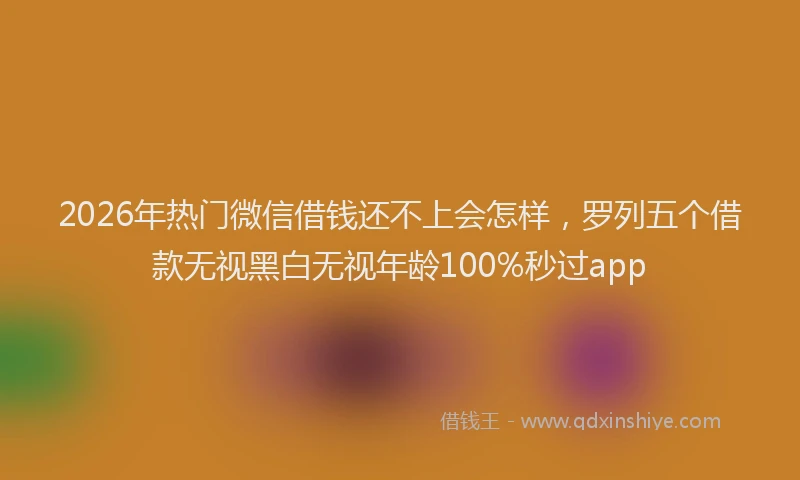 2026年热门微信借钱还不上会怎样,罗列五个借款无视黑白无视年龄100%秒过app