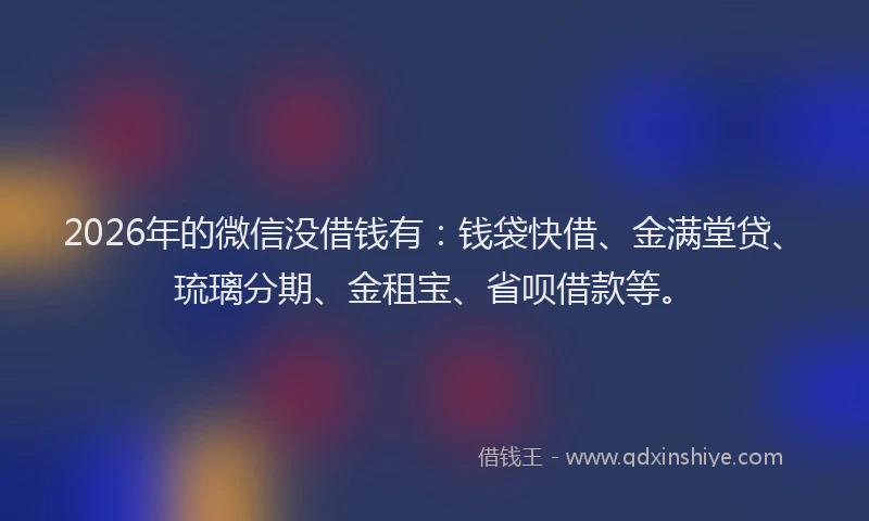 2026年的微信没借钱有：钱袋快借、金满堂贷、琉璃分期、金租宝、省呗借款等。
