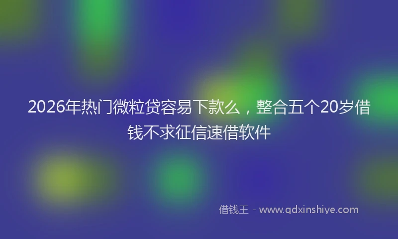 2026年热门微粒贷容易下款么，整合五个20岁借钱不求征信速借软件
